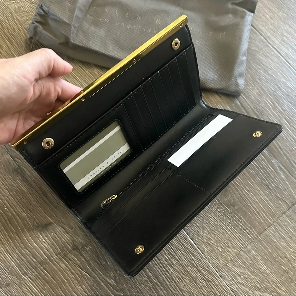 Charles & Keith black and gold wallet- brand new!